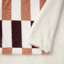 Gabri Checkered Sherpa Fleece Faux Fur Throw